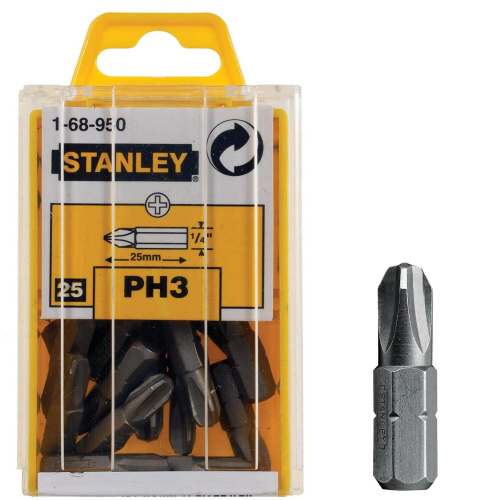 Зображення Біта STANLEY з шестигранним хвостовиком 1/4" Ph3, L=25мм, 25шт. фото 2