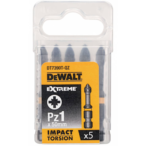 Зображення Біта ударна DeWALT IMPACT TORSION EXTREME, PZ1, L=50 мм, 5 штук, шт