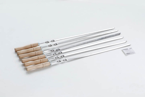 Зображення Шампур з дерев'янною ручкою із нержавіючої сталі, 590*10*2мм