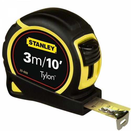 Зображення Рулетка вимірювальна STANLEY" OPP Tylon™", 3м/10"х12.7мм, пластиковий корпус з гумовими вставками, 