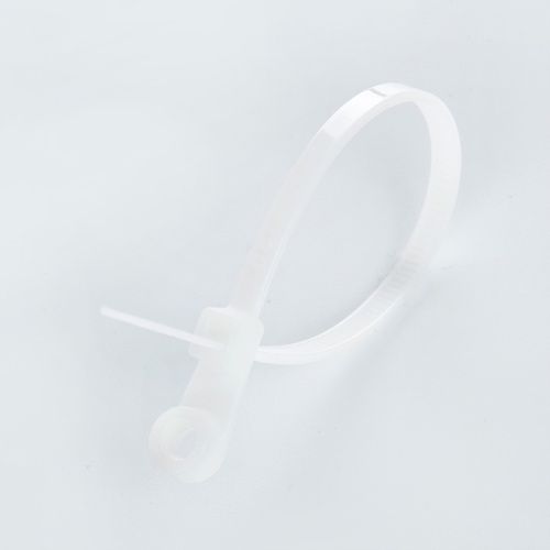 Зображення Хомут нейлоновий з кільцем 5x200 білий Apro (пач.100шт)