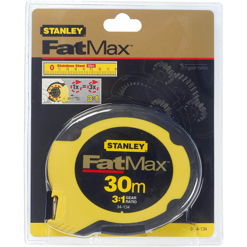 Зображення Рулетка вимірювальна STANLEY "FatMax® Steel", 30 м х 10 мм, прогумований литий корпус. фото 4
