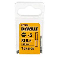 Біти DeWALT Torsion для шурупів з прямим шліцем, 5,5х 25 мм., 5 штук, шт