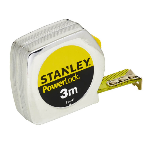 Зображення Рулетка вимірювальна STANLEY "Powerlock®" в хромованому пластмасовому корпусі 3м х 19 мм.